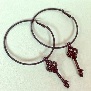 Black Key Hoop Earrings